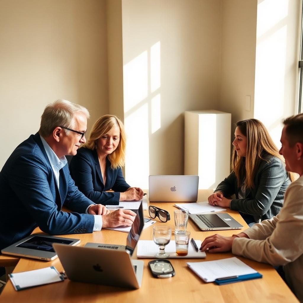 Rådgivere i dialog med et kommunalt team omkring et bord